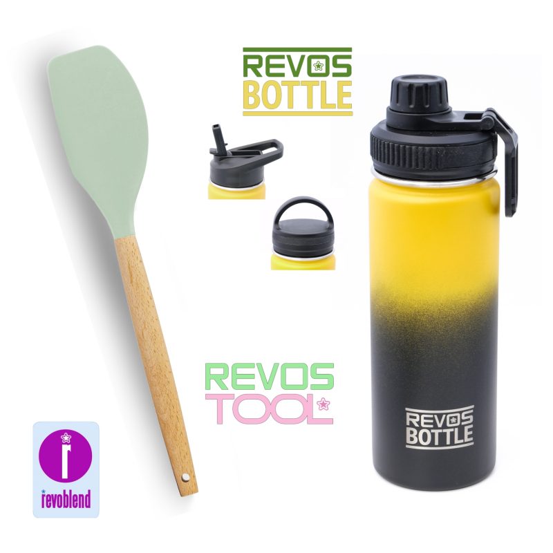 Kombi RevosBottle Edelstahl + RevosTool Silikonspatel